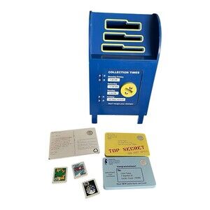 Melissa & Doug Stamp & Sort Post Office Wood Mailbox With Letters/ Stamps NO KEY